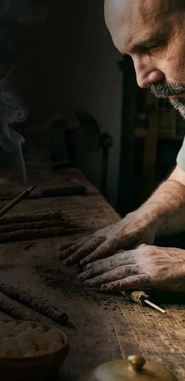 Artist handcrafting incense