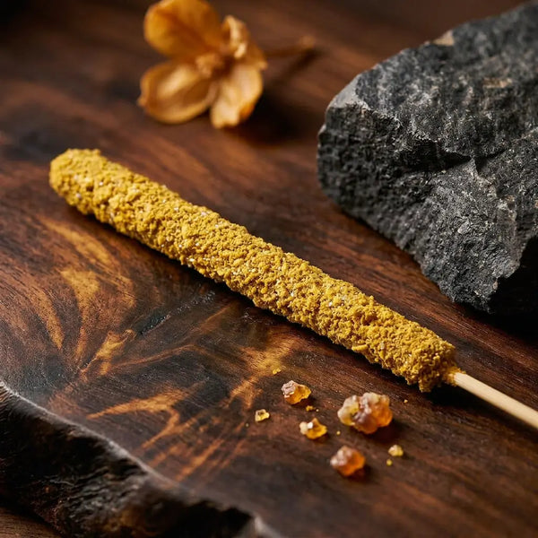 Close-up of Dark Honey Incense Sticks made with honey-derived essence and palo santo