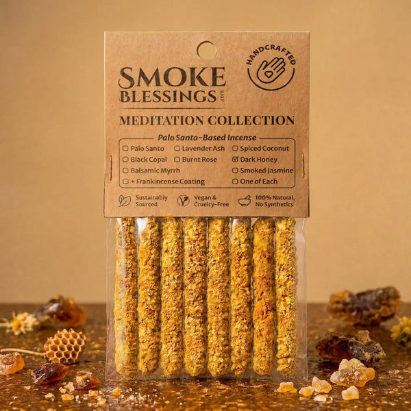 Dark Honey Incense Sticks retail pack of 8 hand-rolled sticks